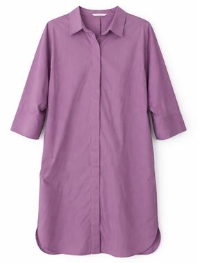 TATUUM Cotton Shirt Dress Violet Oversized Midi Button Front